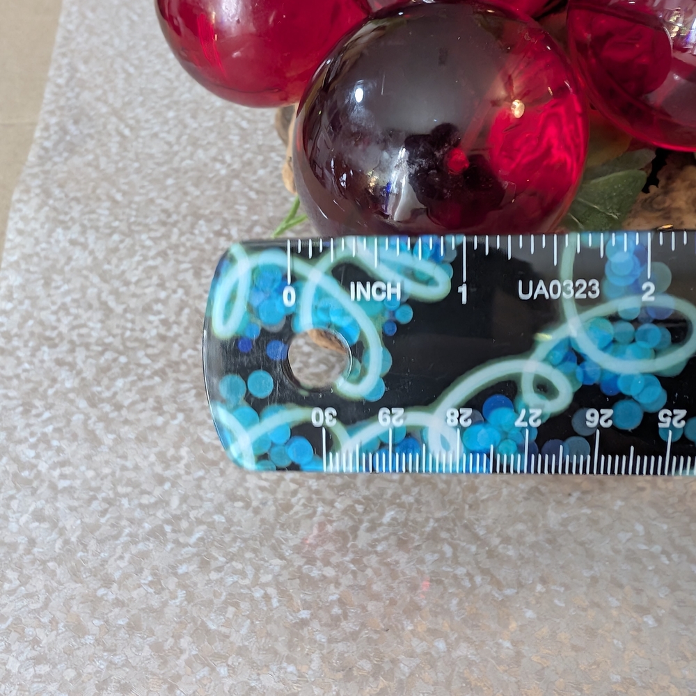 Grapes, MCM, Lucite Red/Orange Glass Grapes on Natural DriftWood - Picture 12 of 12